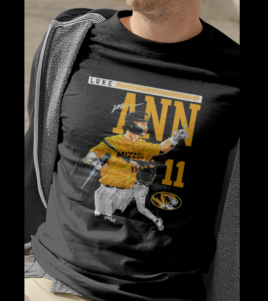Luke Mann Mizzou Baseball 11 Missouri NCAA Tigers T-Shirt