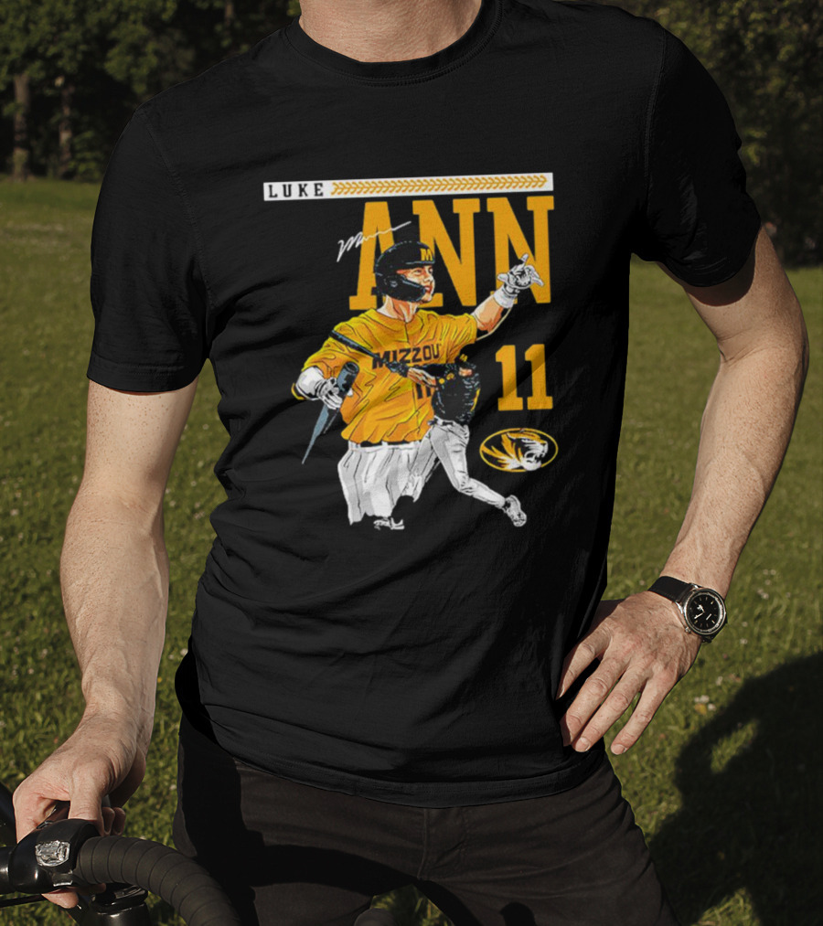 Luke Mann Mizzou Baseball 11 Missouri NCAA Tigers T-Shirt