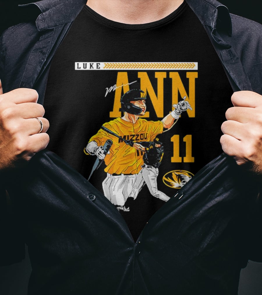 Luke Mann Mizzou Baseball 11 Missouri NCAA Tigers T-Shirt