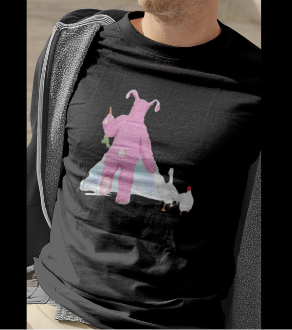 Matthew Perry Pink Bunny Holding Chicken T-Shirt