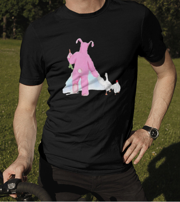 Matthew Perry Pink Bunny Holding Chicken T-Shirt