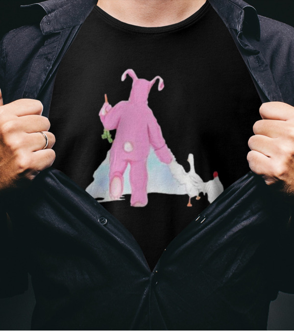 Matthew Perry Pink Bunny Holding Chicken T-Shirt