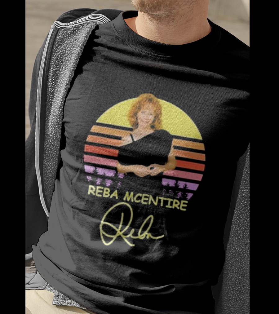 Reba McEntire Vintage Smile Signature Retro Sunset Image T-Shirt