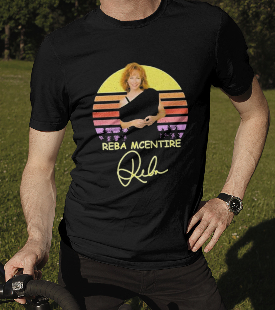 Reba McEntire Vintage Smile Signature Retro Sunset Image T-Shirt