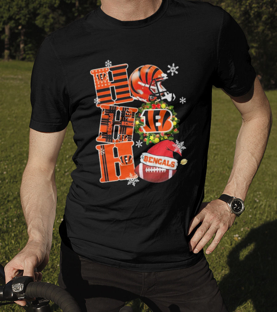 Cincinnati Bengals Ho Ho Ho Christmas Football Team T-Shirt