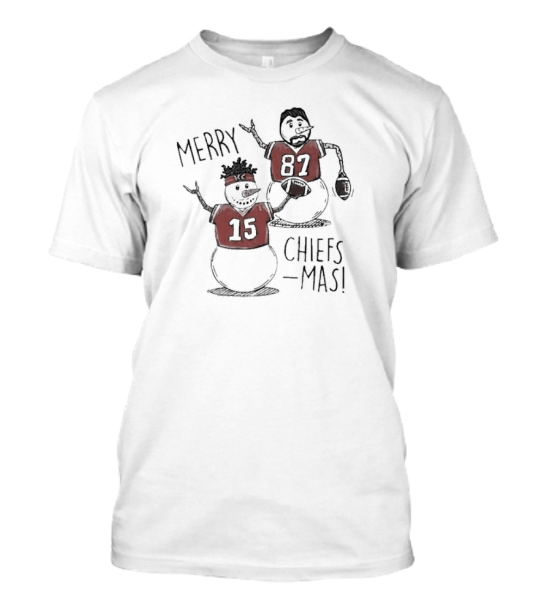 Kansas City Chiefs Snowman Player Merry Chiefsmas 15 87 T-Shirt