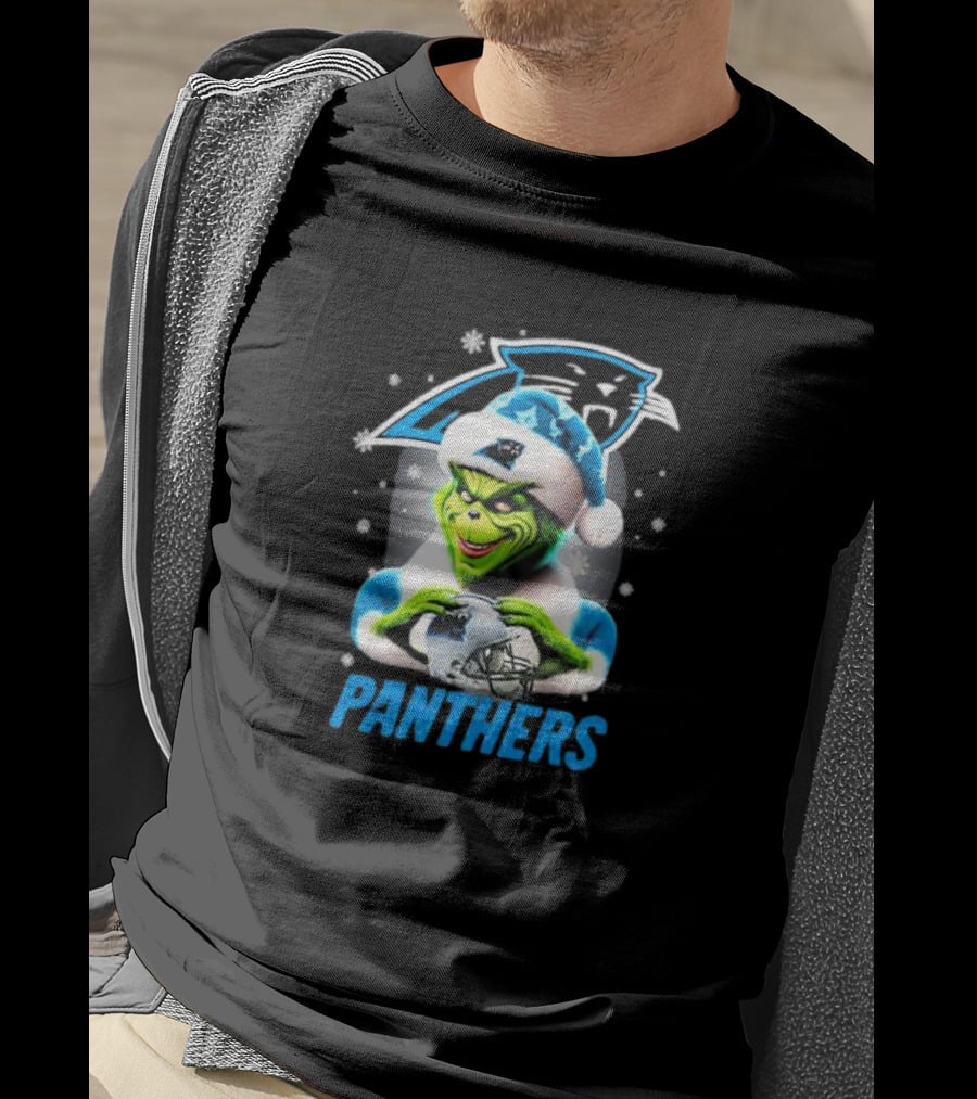 Santa Grinch Carolina Panthers Merry Christmas T-Shirt