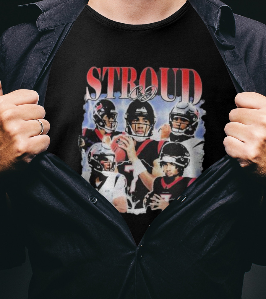 Stroud CJ Football 90s Style Houston NFL Quarterback Vintage Images T-Shirt