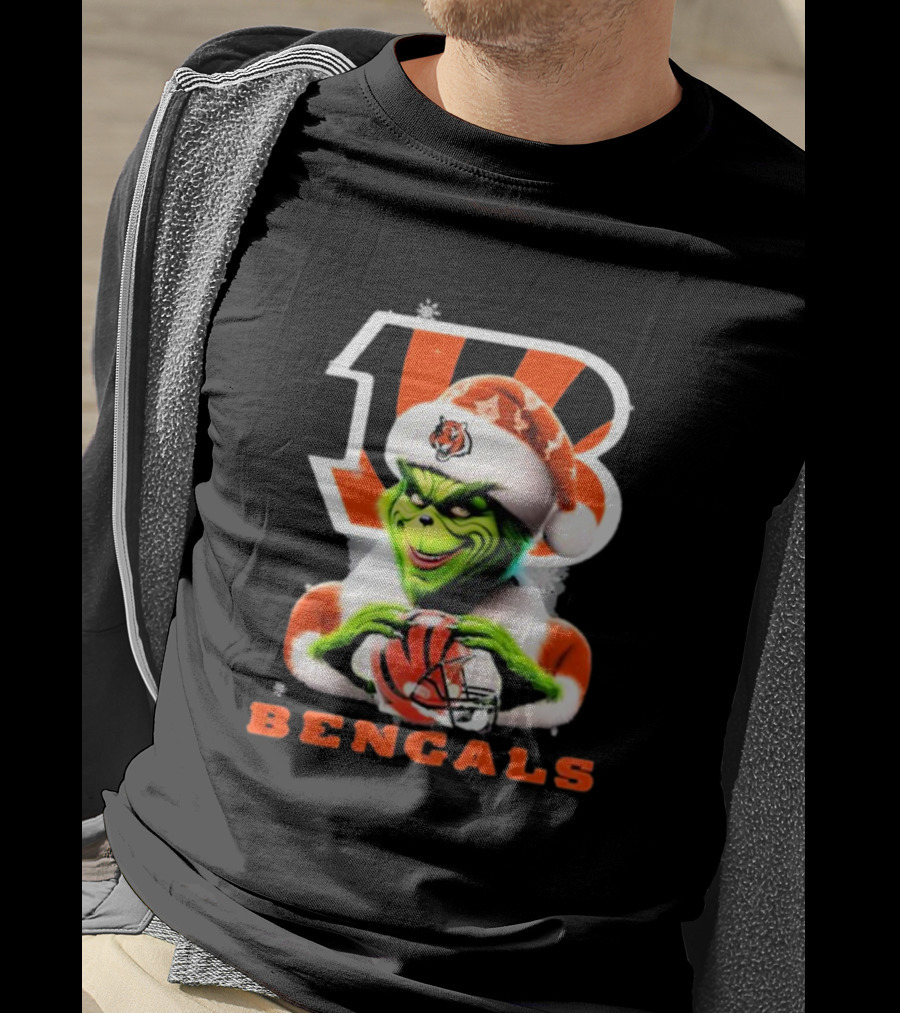 Santa Grinch Cincinnati Bengals Christmas Football T-Shirt