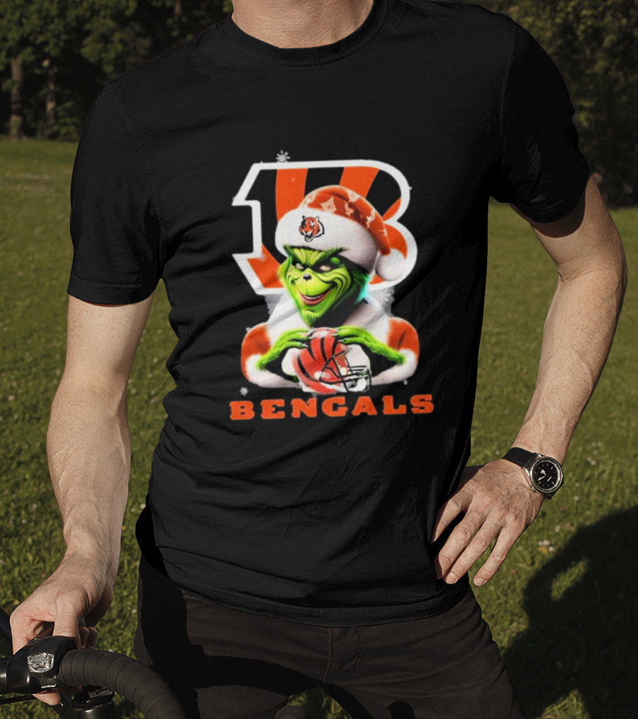 Santa Grinch Cincinnati Bengals Christmas Football T-Shirt