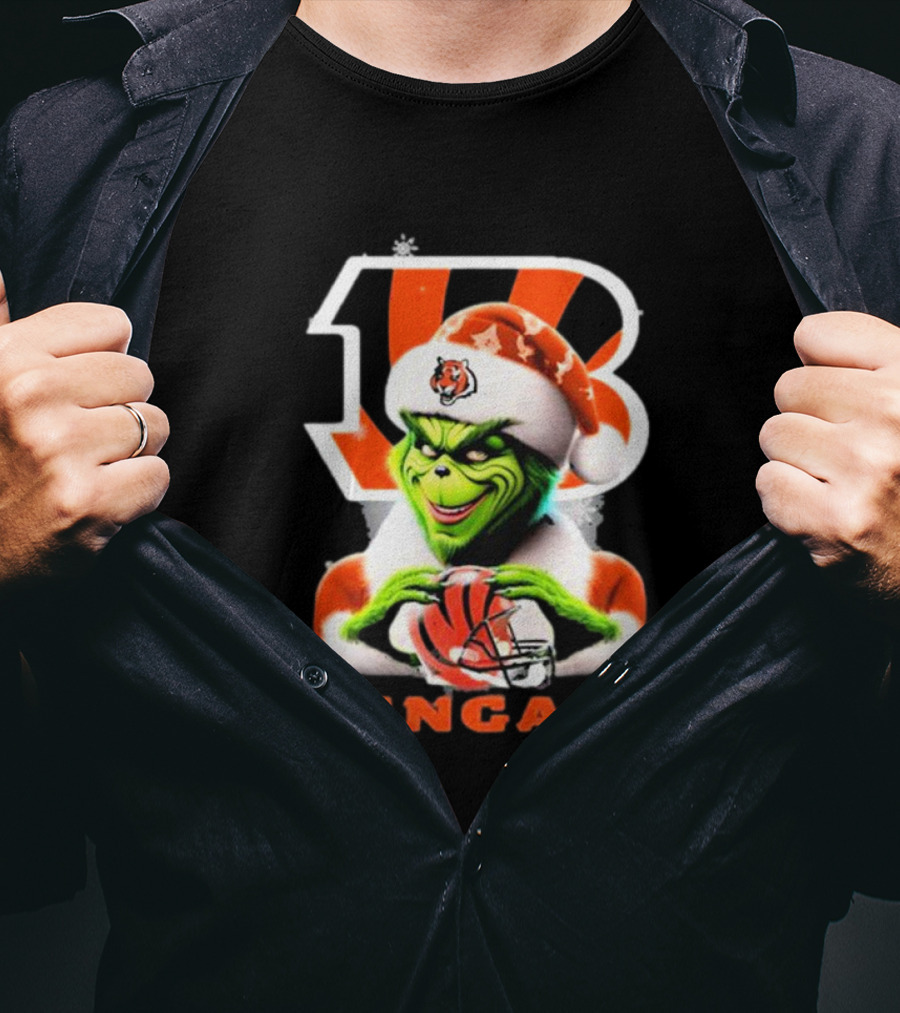 Santa Grinch Cincinnati Bengals Christmas Football T-Shirt