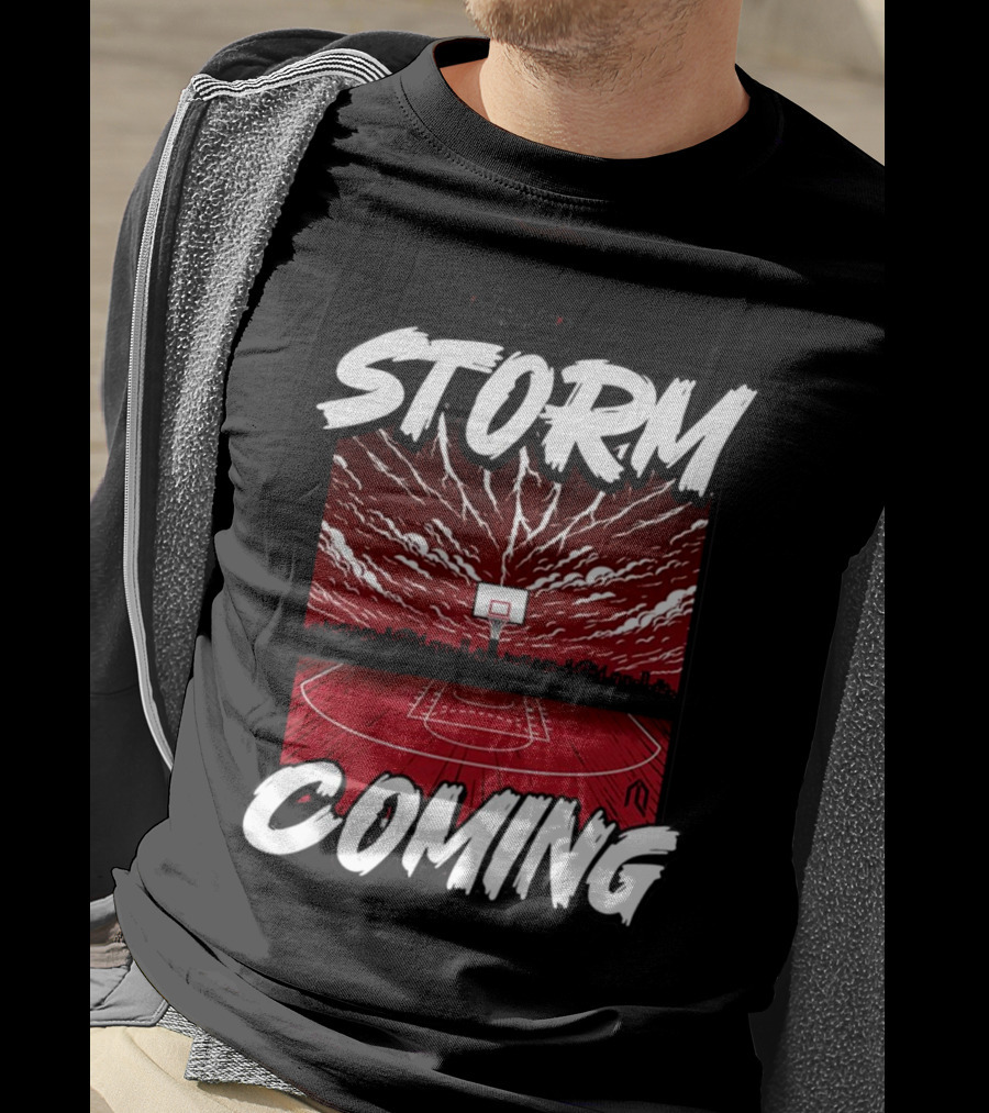 Athletelogos There Is A Storm Coming Basketball Court Thunderous Sky T-Shirt