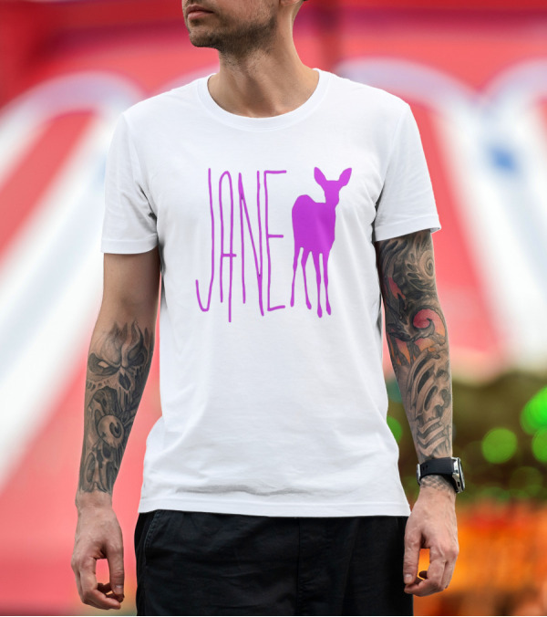 Premium T-Shirt: Forbidden Planet Jane Doe Pink Deer T-Shirt Forbidden Planet Jane Doe Pink Deer T-Shirt