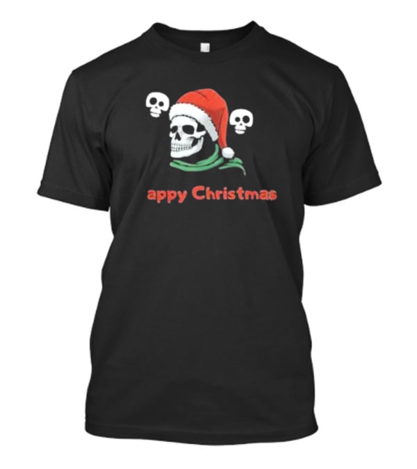 Happy Christmas Skull Santa Hat T-Shirt