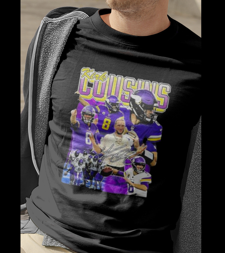 Kirk Cousins Minnesota Vikings Quarterback Number 8 Football Collage T-Shirt