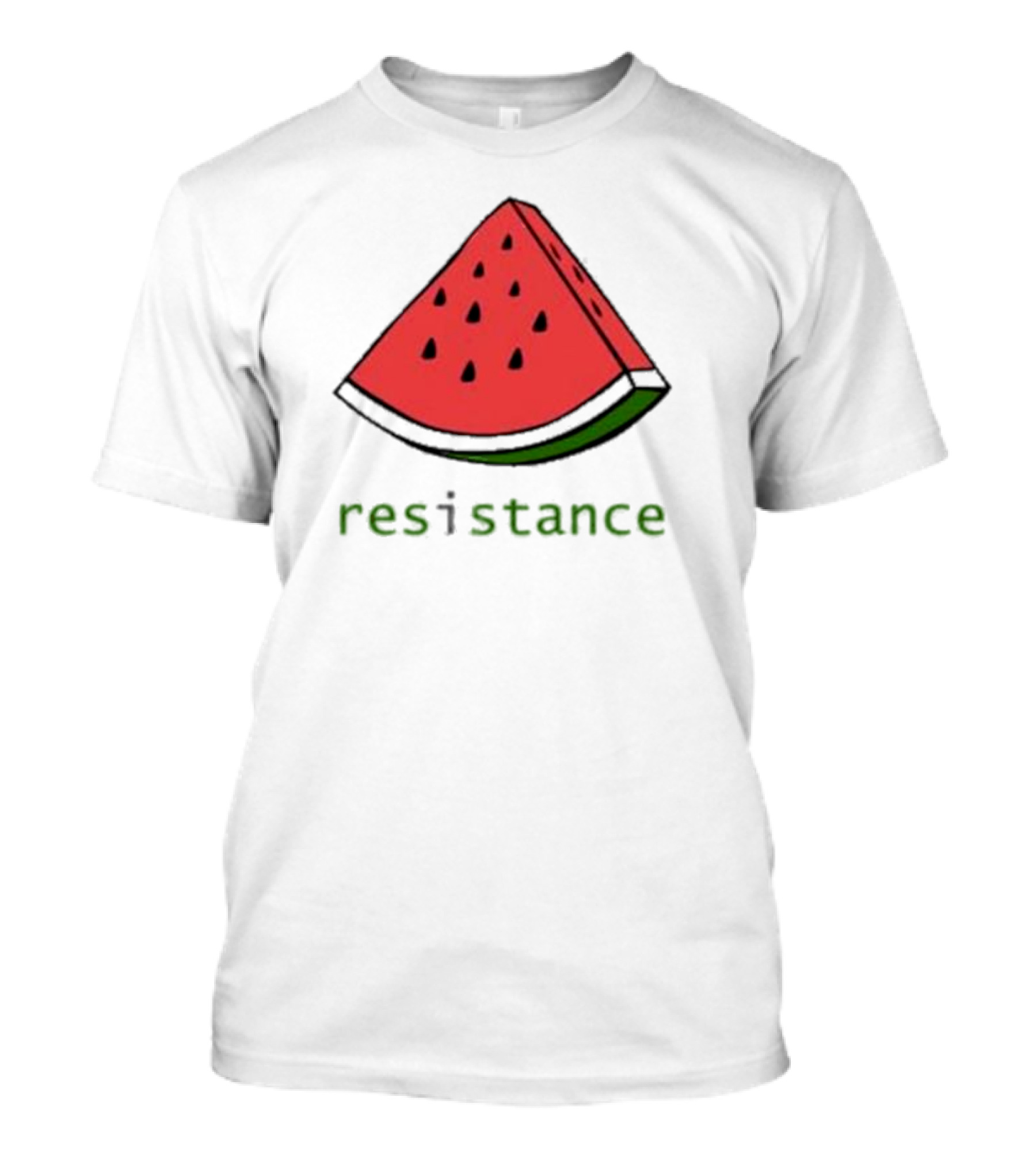 Maura Finkelstein Watermelon Resistance Slice With Green Resistance Text T-Shirt