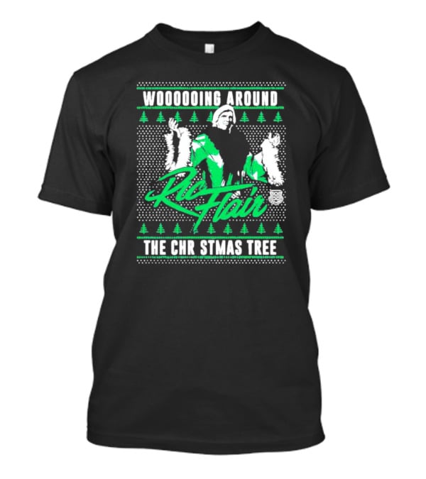 Woooooing Around The Christmas Tree Ric Flair Ugly Faux Knit T-Shirt