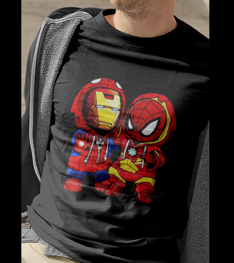 Baby Iron Man And Baby Spiderman Heroes Duo T-Shirt