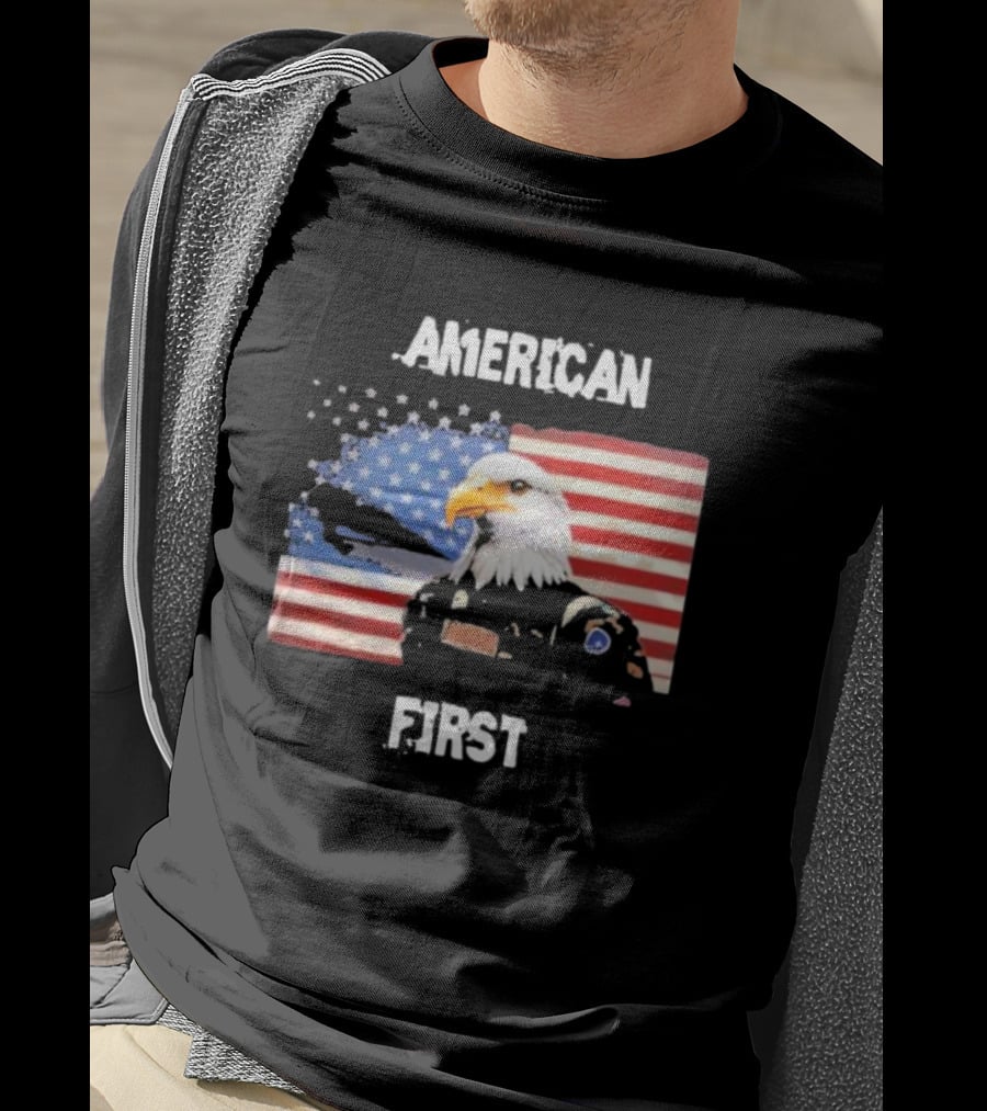 American Eagle Soldier American First US Flag Patriotic T-Shirt