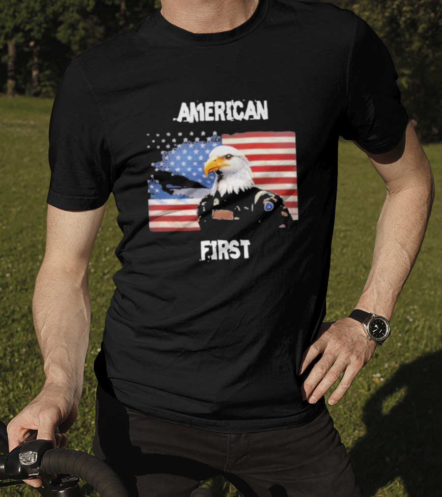 American Eagle Soldier American First US Flag Patriotic T-Shirt