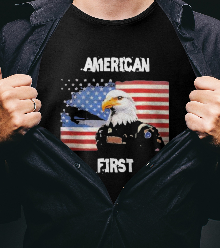 American Eagle Soldier American First US Flag Patriotic T-Shirt