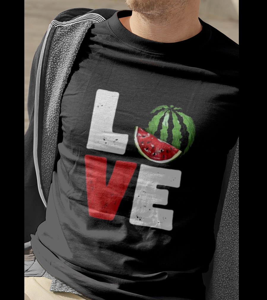 LOVE Watermelon Slice Typography T-Shirt