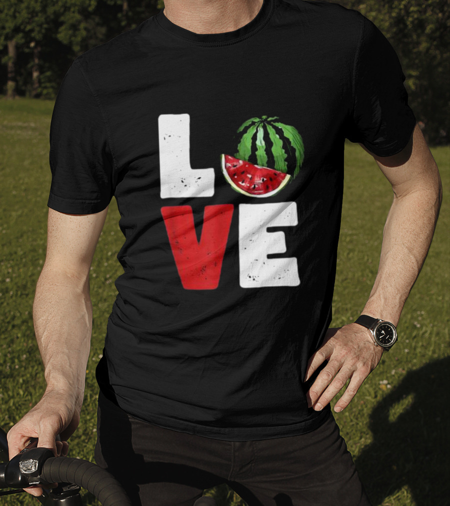LOVE Watermelon Slice Typography T-Shirt