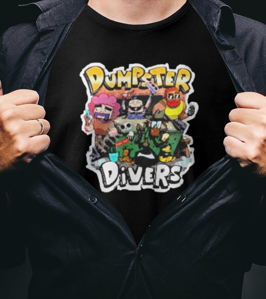 Neebs Gaming Merch Dumpster Divers Animated Character Adventure T-Shirt