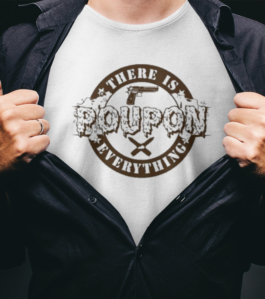 There Is Poupon On Everything Brown Circular Text With Stars T-Shirt