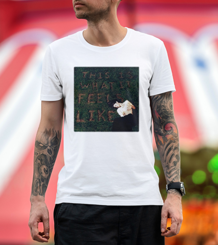 This Is What It Feels Like Text on Grass with Lying Figure T-Shirt