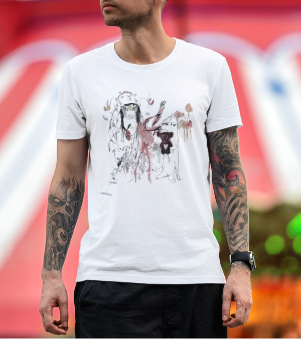 Premium T-Shirt: Beabadoobee Beatopia Unique Abstract Imagery with Bears and Fruits T-Shirt Beabadoobee Beatopia Unique Abstract Imagery with Bears and Fruits T-Shirt