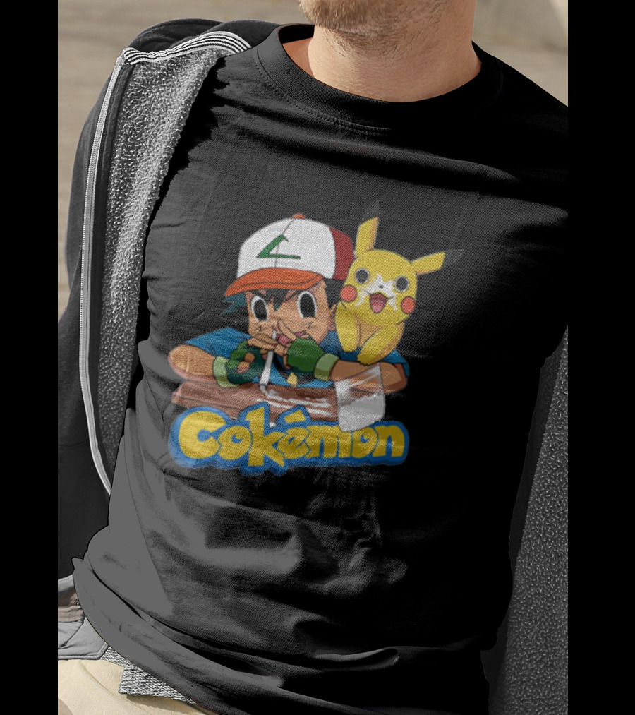 Cokemon Parody Pikachu Ash Ketchum Anime Humor T-Shirt