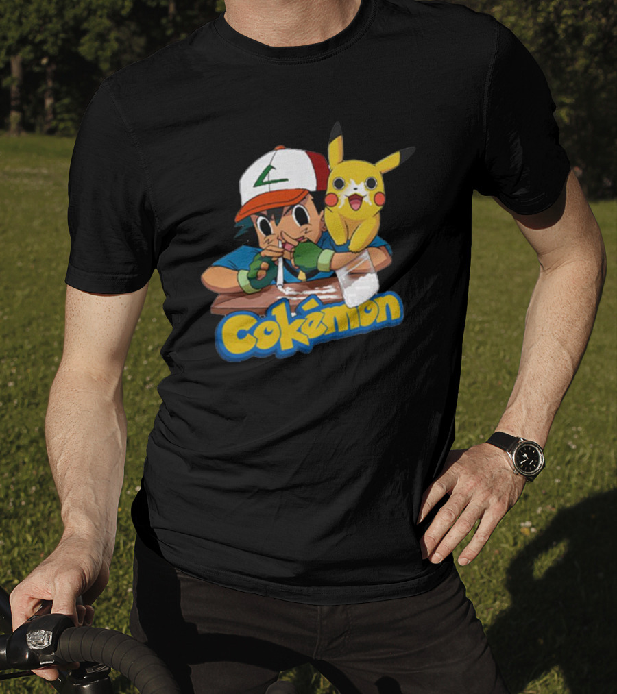 Cokemon Parody Pikachu Ash Ketchum Anime Humor T-Shirt