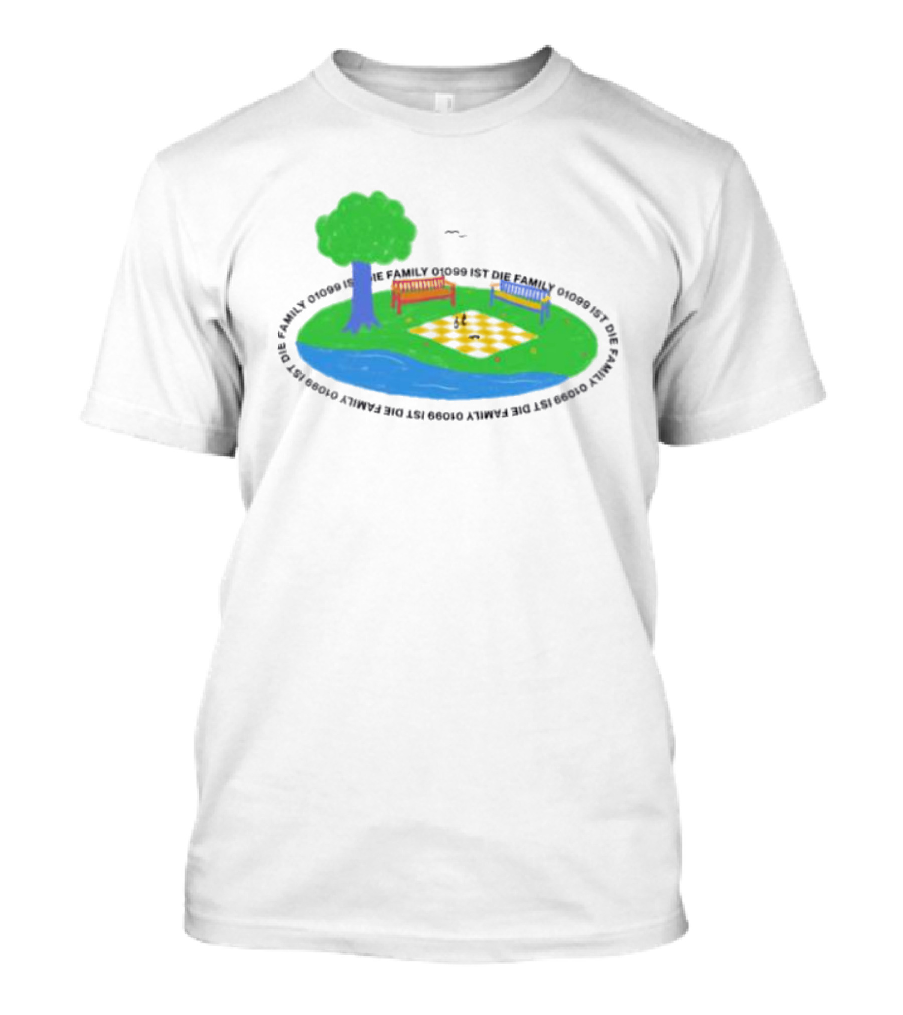 1099 Chess Picnic Park Scene T-Shirt