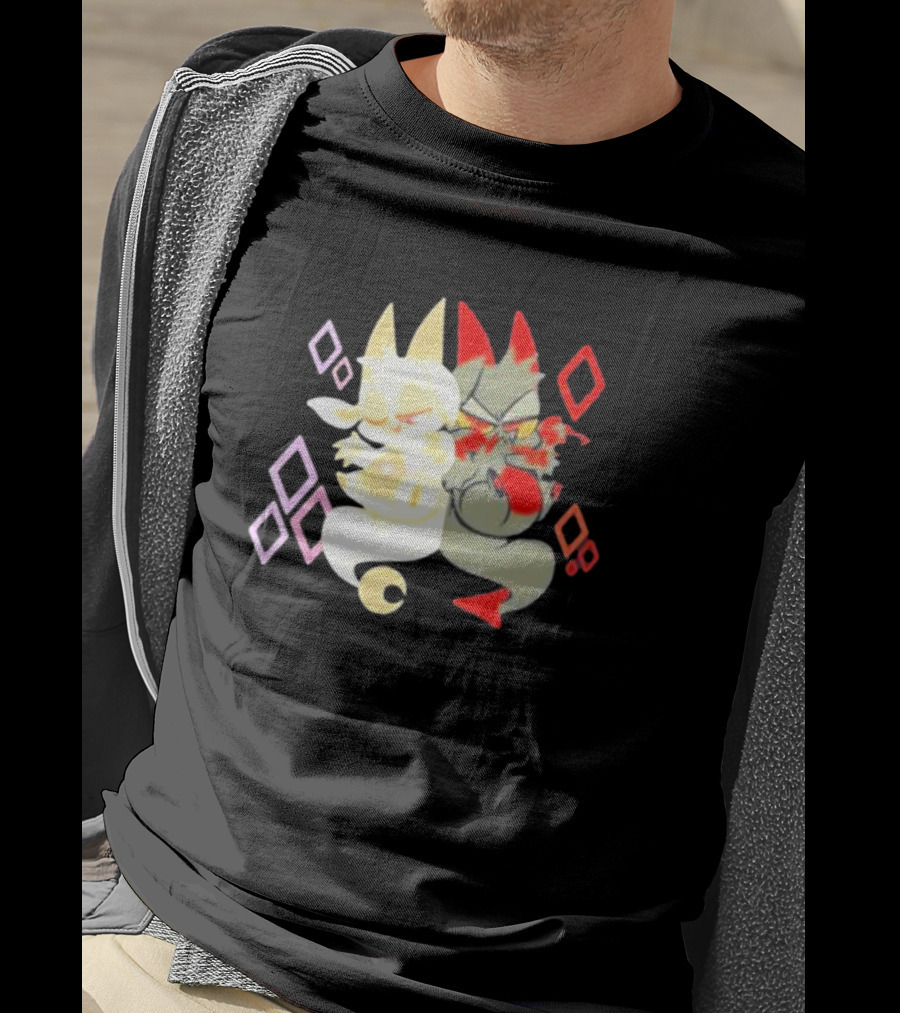 Buzzfeed Chikn Nuggit Devil And Angel Characters With Colorful Diamond T-Shirt