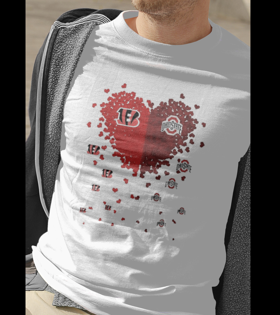 Cincinnati Bengals Ohio State Buckeye Heart Shape T-Shirt