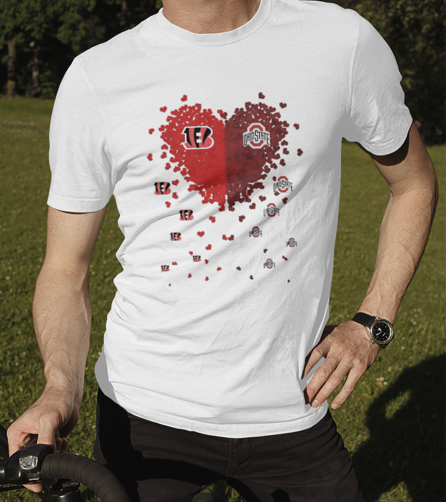 Cincinnati Bengals Ohio State Buckeye Heart Shape T-Shirt