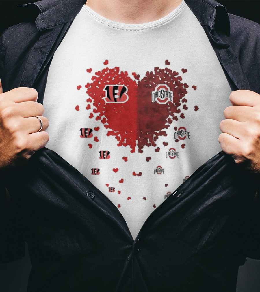 Cincinnati Bengals Ohio State Buckeye Heart Shape T-Shirt
