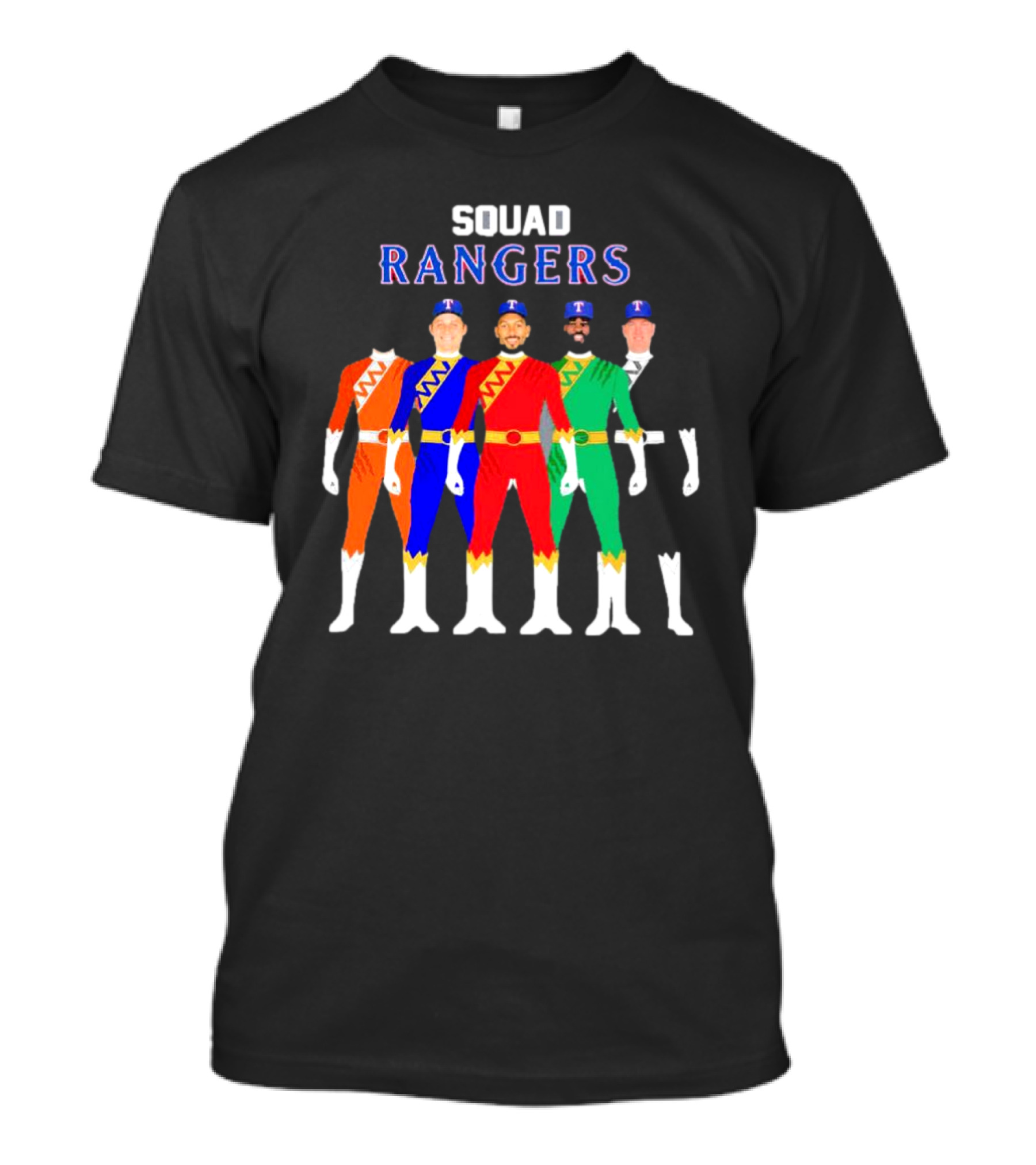 Squad Rangers Power Rangers Texas Rangers Baseball Crossover T-Shirt