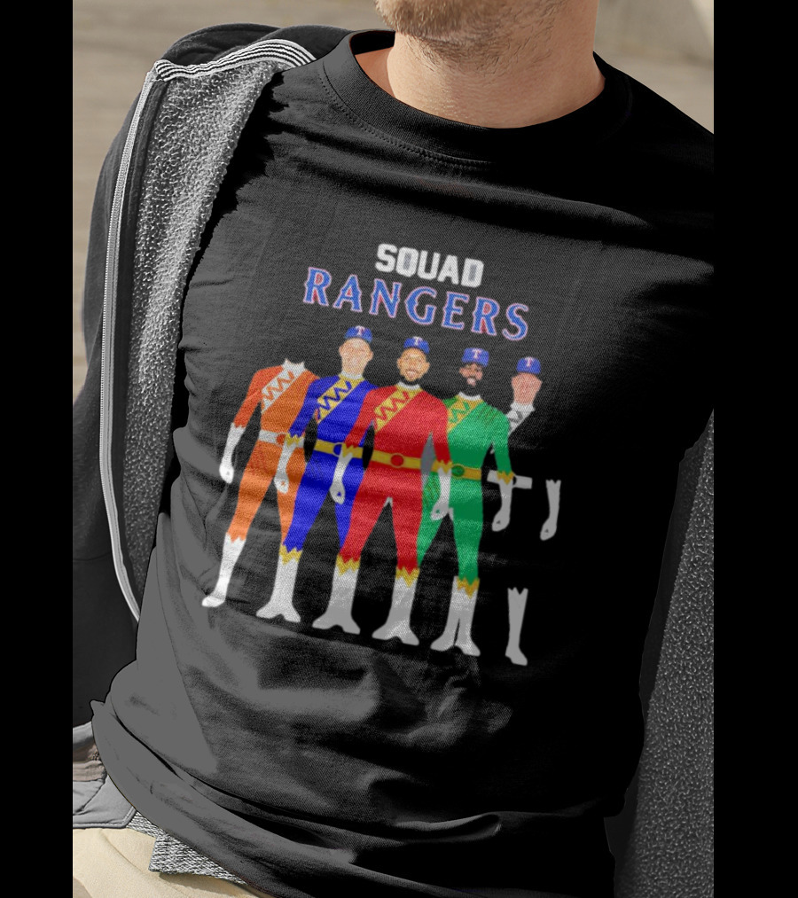 Squad Rangers Power Rangers Texas Rangers Baseball Crossover T-Shirt