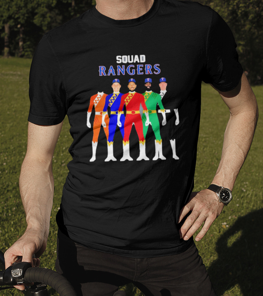 Squad Rangers Power Rangers Texas Rangers Baseball Crossover T-Shirt