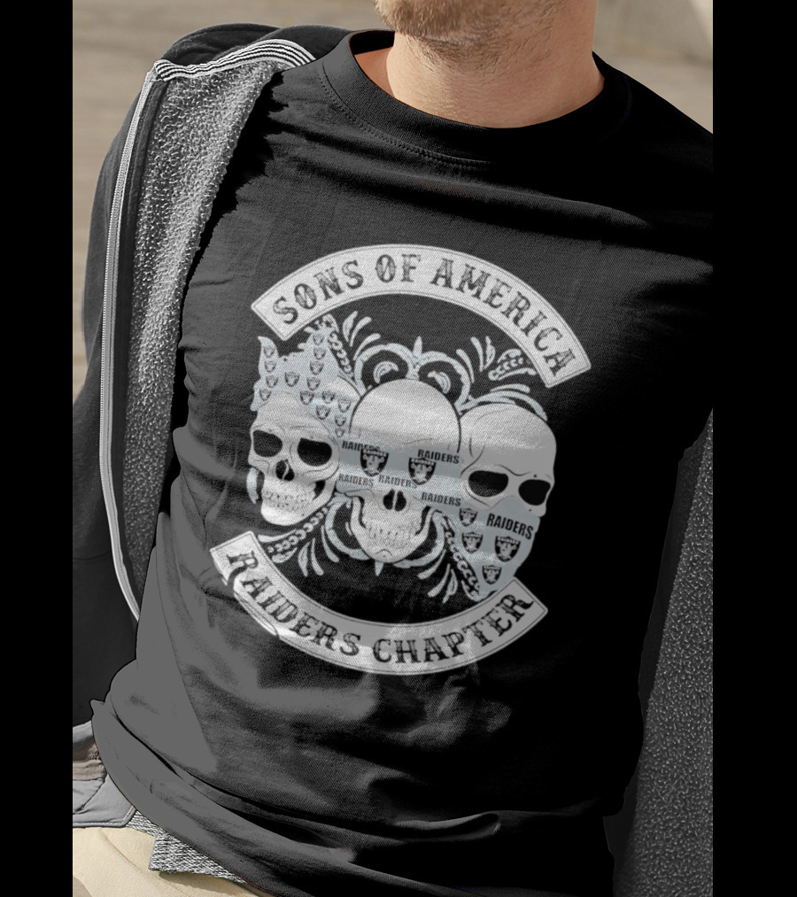 Sons Of America Raiders Chapter Skulls With Raiders T-Shirt