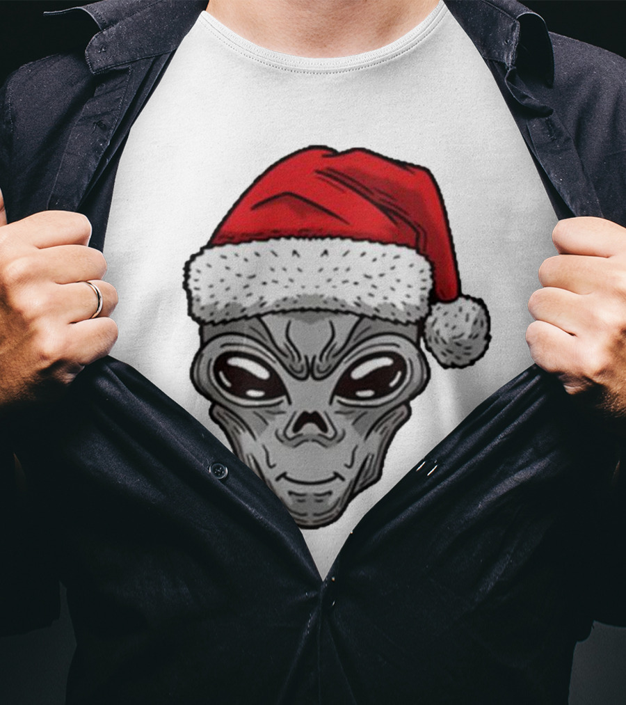 Santa Hat Alien Xmas T-Shirt
