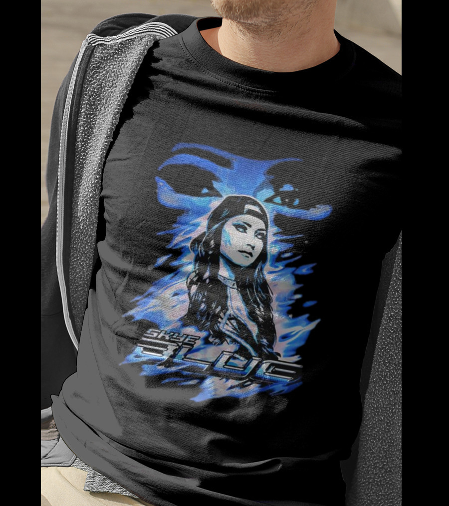 Skye Blue Spookye Blue Blue-Hued Portrait With Intense Eye T-Shirt