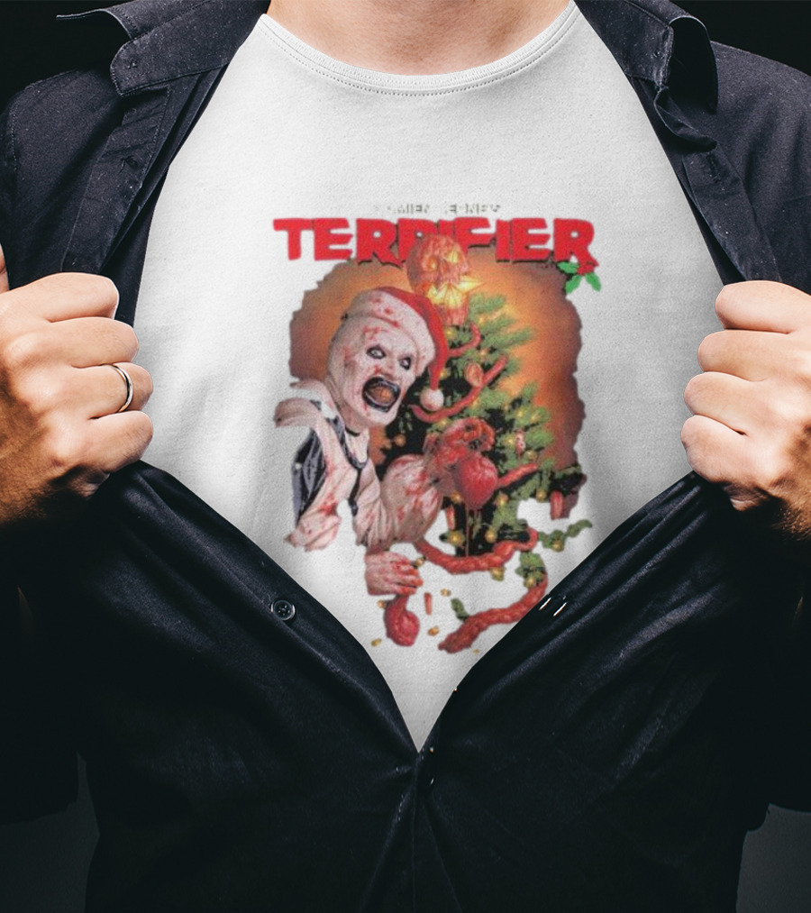 Damien Leone Terrifier Christmas Horror Santa With Christmas Tree T-Shirt