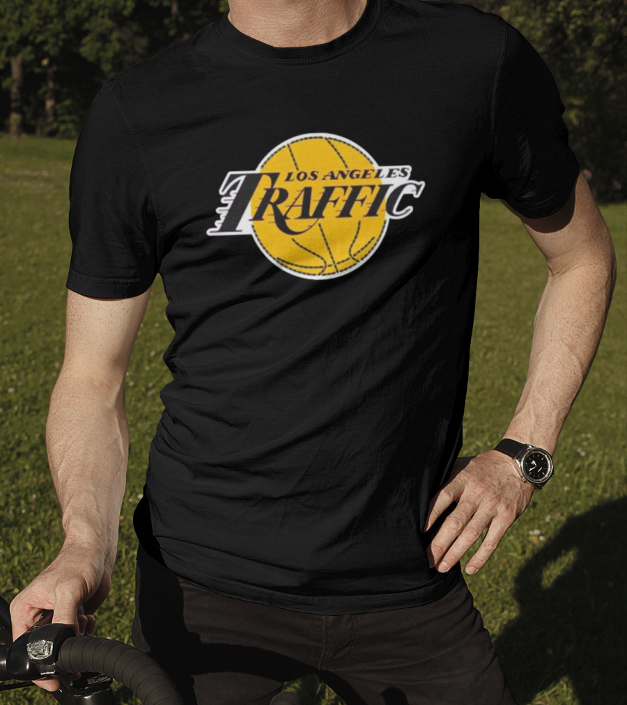 Los Angeles Traffic Basketball Yellow Circle T-Shirt