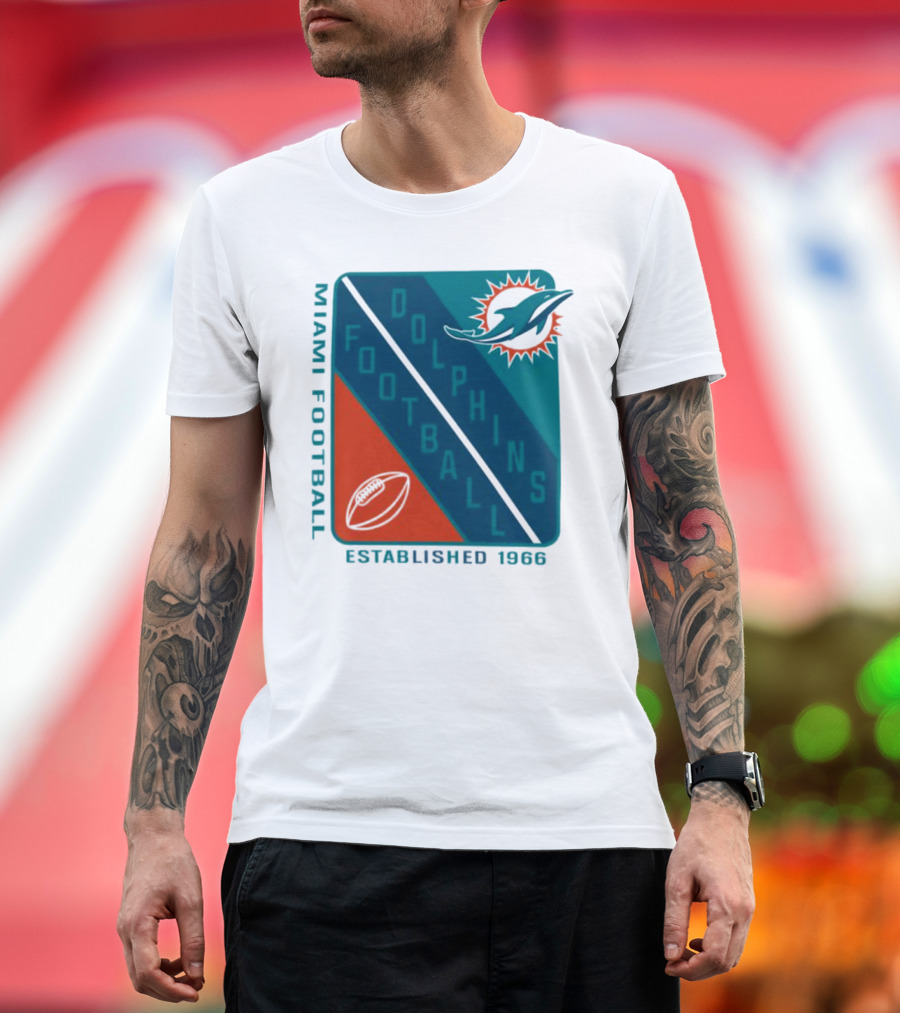 Miami Dolphins Football Established 1966 Logo Shield T-Shirt