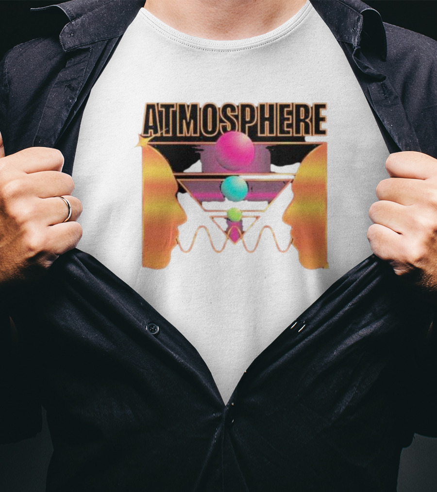 Atmosphere Talk Talk Retro Futuristic Geometric Face Profile T-Shirt