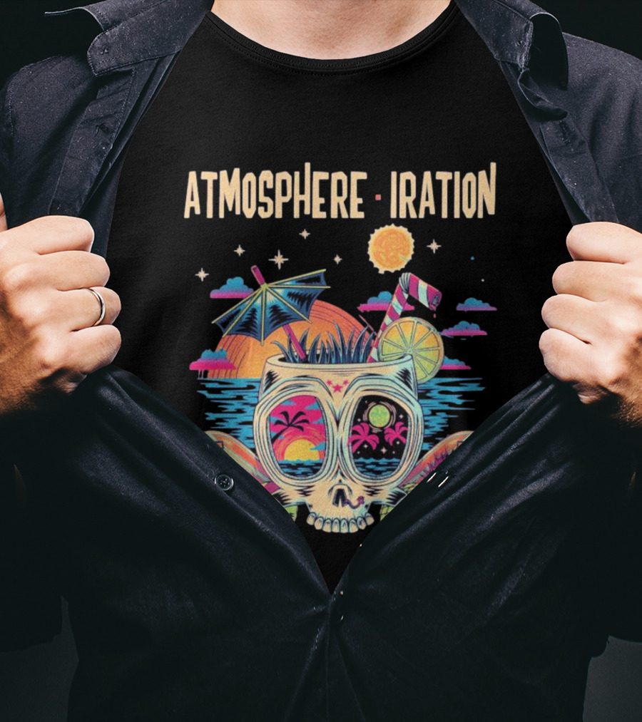 Atmosphere Iration Tropical Skull Beach Paradise T-Shirt