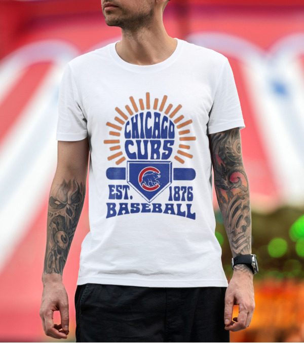 Premium T-Shirt: Chicago Cubs Youth Est. 1876 Baseball Sun Burst T-Shirt Chicago Cubs Youth Est. 1876 Baseball Sun Burst T-Shirt